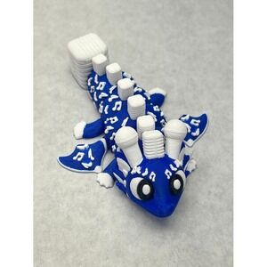 Cylix3D Articulated Music Dragon 3D Printed Blue White Musical Note Figurine Toy